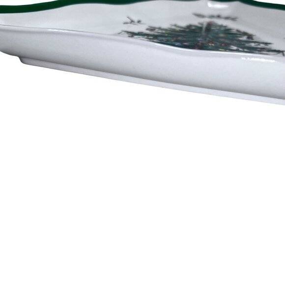 Spode Christmas Tree Triangular Candy Serving Dish Triangle Plate England Green - Picture 7 of 9